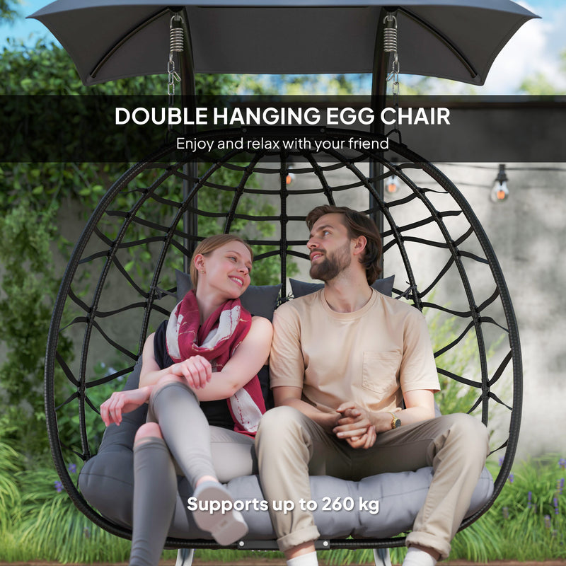 Double rattan egg chair with canopy – image 4