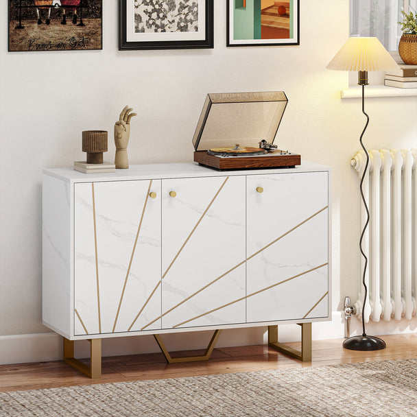 HOMCOM Sideboard Storage Cabinet, Modern Storage Cupboard with Adjustable Shelves and Metal Legs for Living Room – view 2