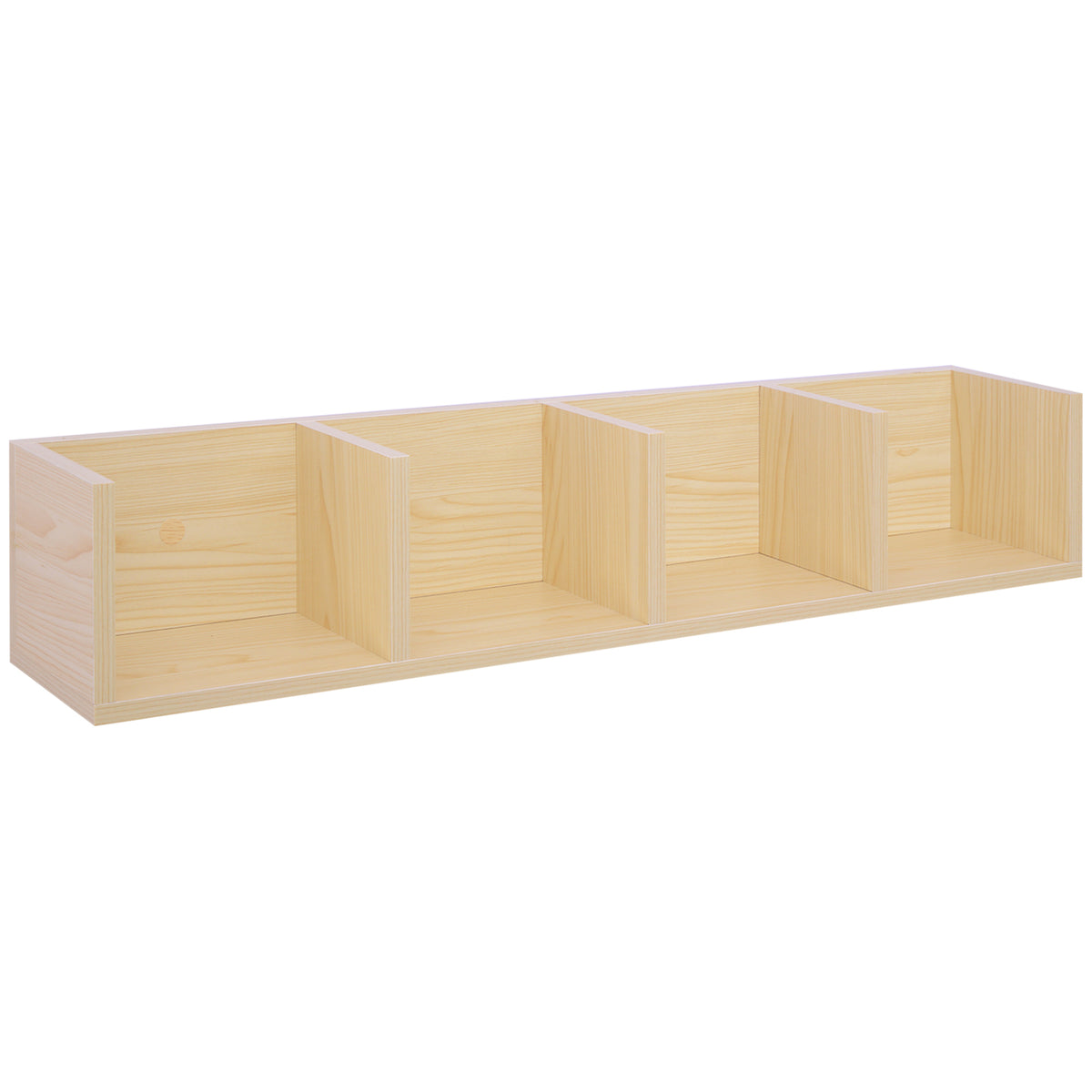 95 cm 4-Cube Wall-Mounted Media Storage Shelf – Natural
