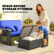 Rattan storage daybed, brown & blue – image 8