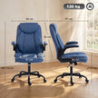 HOMCOM Linen-Look Computer Desk Chair, Executive Office Chair with Flip-Up Armrests and Thick Cushion, Blue – view 3