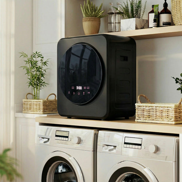 HOMCOM Vented Tumble Dryer, 4 kg Front Tumble Dryer with Stainless Steel Tub, 800W Compact Freestanding Black – view 2