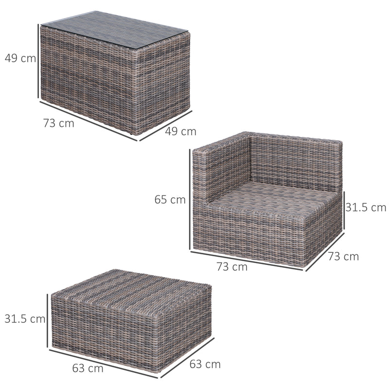 5-piece mixed brown rattan lounge set – image 3