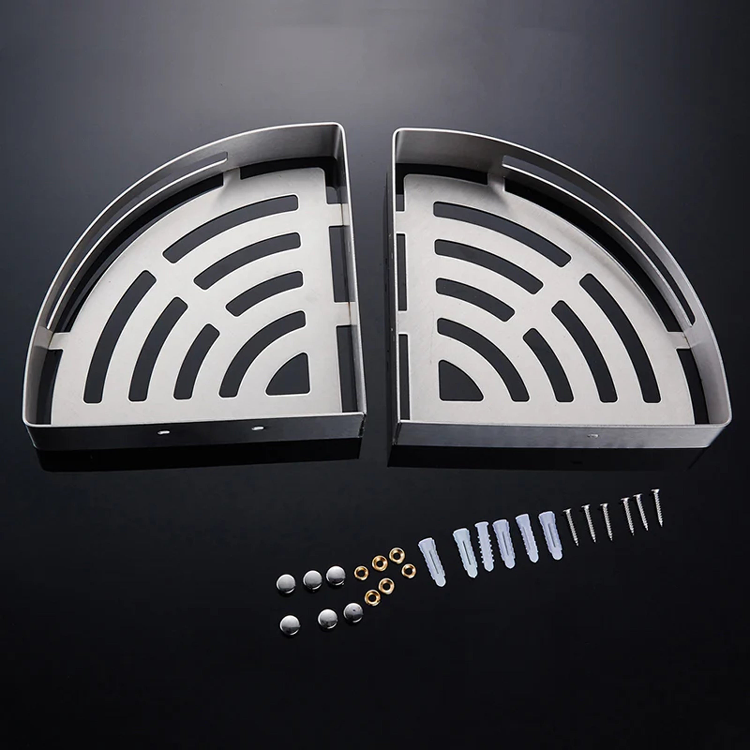 Stainless Steel Corner Shelf — Wall Mounted Bathroom Organiser, No Drill
