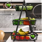 2 & 3 Tier Metal Fruit Basket Stand | Kitchen Countertop Bread & Vegetable Organizer