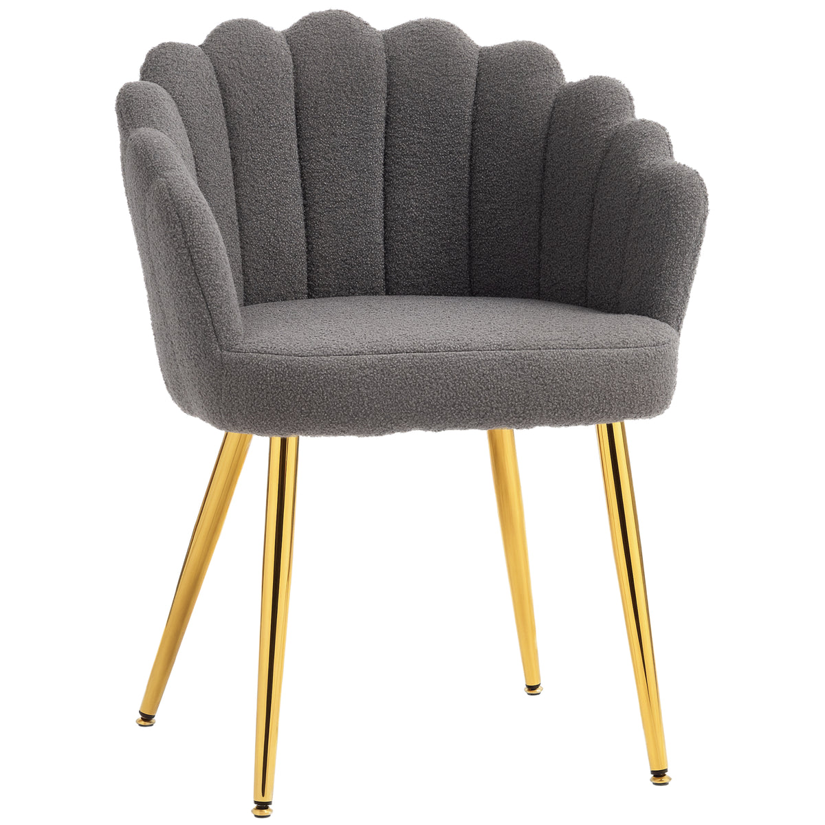 Petal-Back Sherpa Accent Chair – Grey & Gold