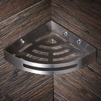 Stainless Steel Corner Shelf — Wall Mounted Bathroom Organiser, No Drill