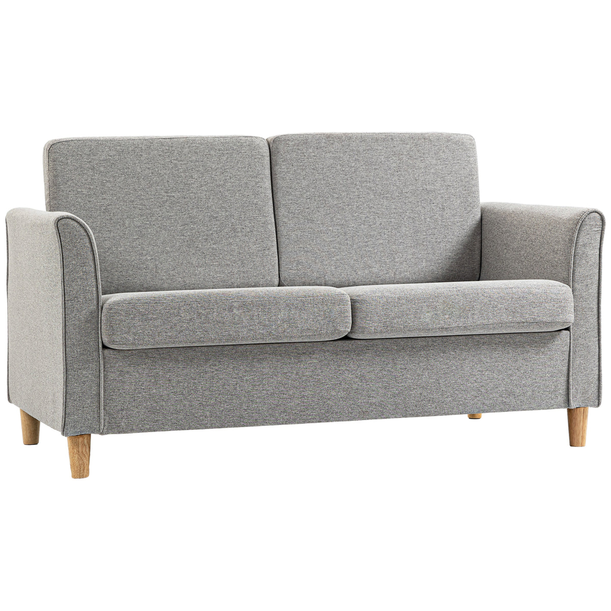 141 cm Compact 2-Seater Sofa with Wooden Legs – Light Grey