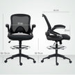 Vinsetto Drafting Chair with Flip-up Armrest, Mesh Office Stool with Foot Ring, 360 Degree Swivel Height Adjustable – view 3