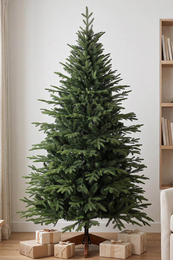 6ft Christmas tree with pine wood stand – image 2