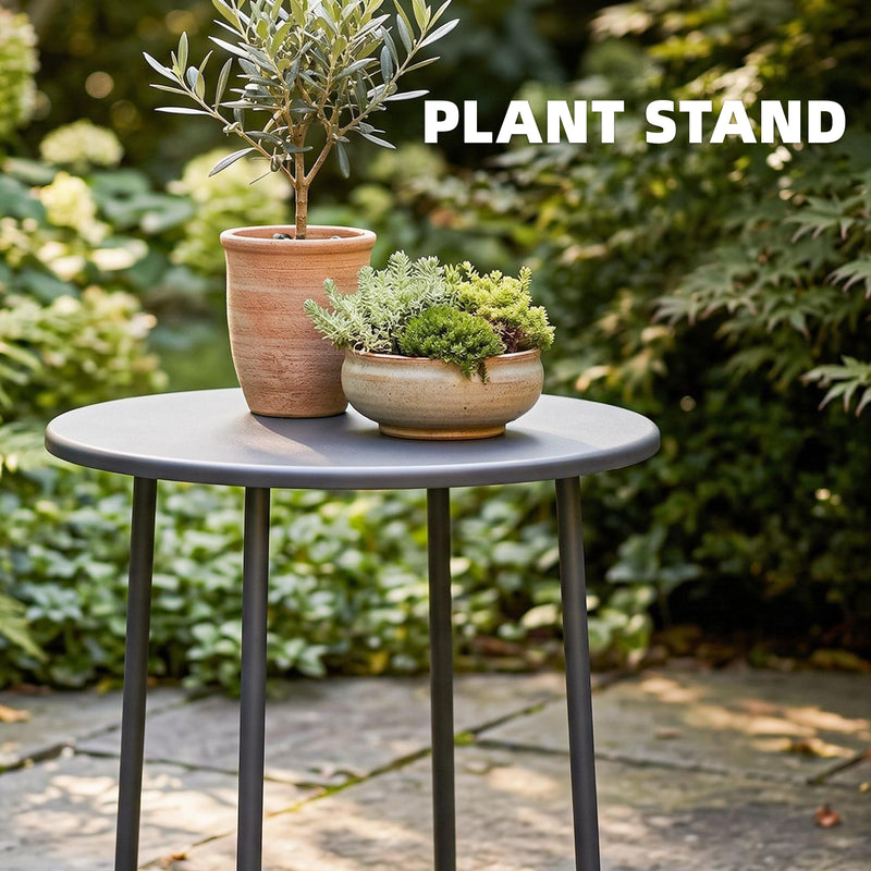 Round metal garden side table dark grey – image 8