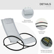 Outsunny Outdoor Rocking Chair Sun Lounger Recliner Rocker with Texteline Fabric Patio Garden Relaxer with Pillow Grey – view 5