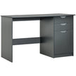Grey 120 cm computer desk with high gloss drawer and cabinet fronts