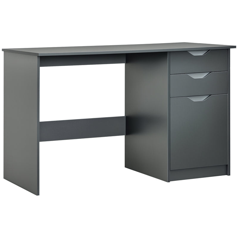 Grey 120 cm computer desk with high gloss drawer and cabinet fronts