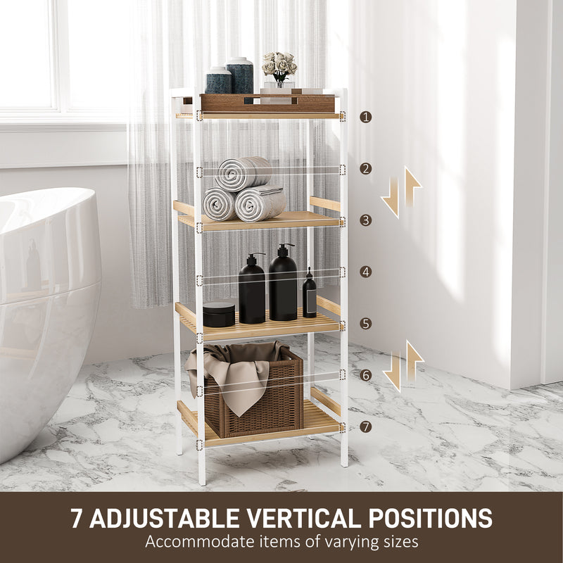 Four-tier bamboo shelf unit – image 5