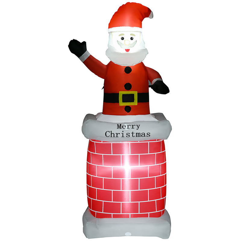 7ft Santa in Chimney Christmas Inflatable on a white background