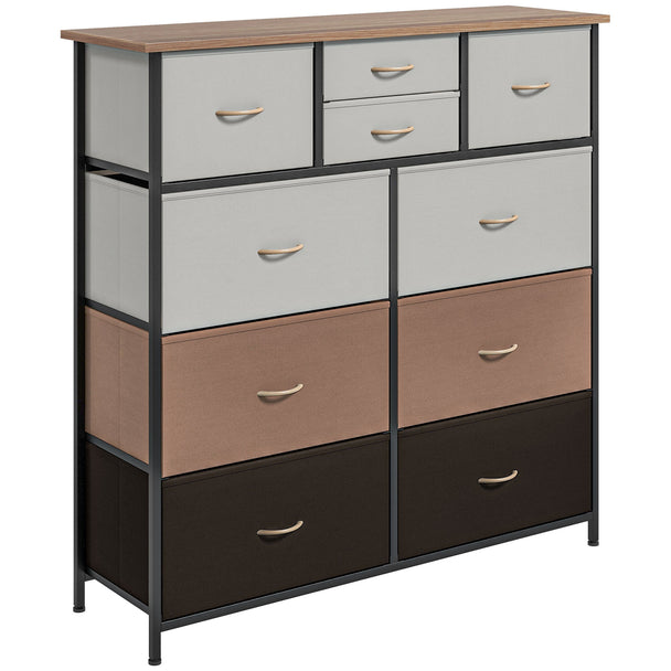 Multicolour 10-drawer fabric chest of drawers with steel frame