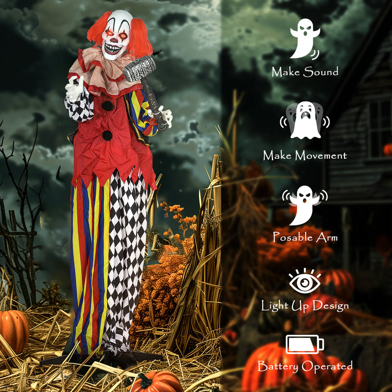 173cm Animated Clown with Hammer & Glowing Eyes – image 6 of 9