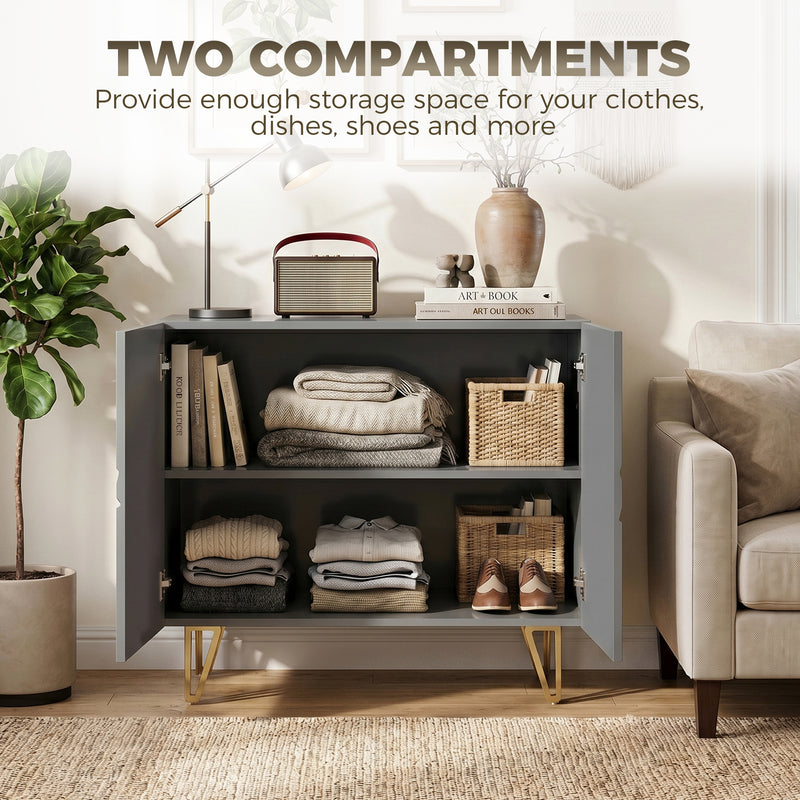 HOMCOM Modern Luxe High Gloss Sideboard, with Hairpin Legs - Grey – view 5