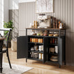 HOMCOM Industrial Kitchen Sideboard with Open Shelf, 2 Cabinets, Adjustable Shelves for Living Room, Dining Room, Black – view 2