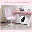 HOMCOM Fuzzy Office Chair with Bunny Ears, Faux Fur Swivel Desk Chair, Armless Makeup Vanity Chair with Adjustable – view 7