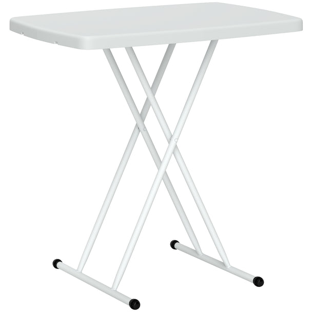 White folding height-adjustable picnic table with 76 x 50 cm top