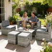 Outsunny 6 Piece Rattan Garden Furniture Set Loveseat, Chairs, Table, Footstools, Dark Grey – view 2