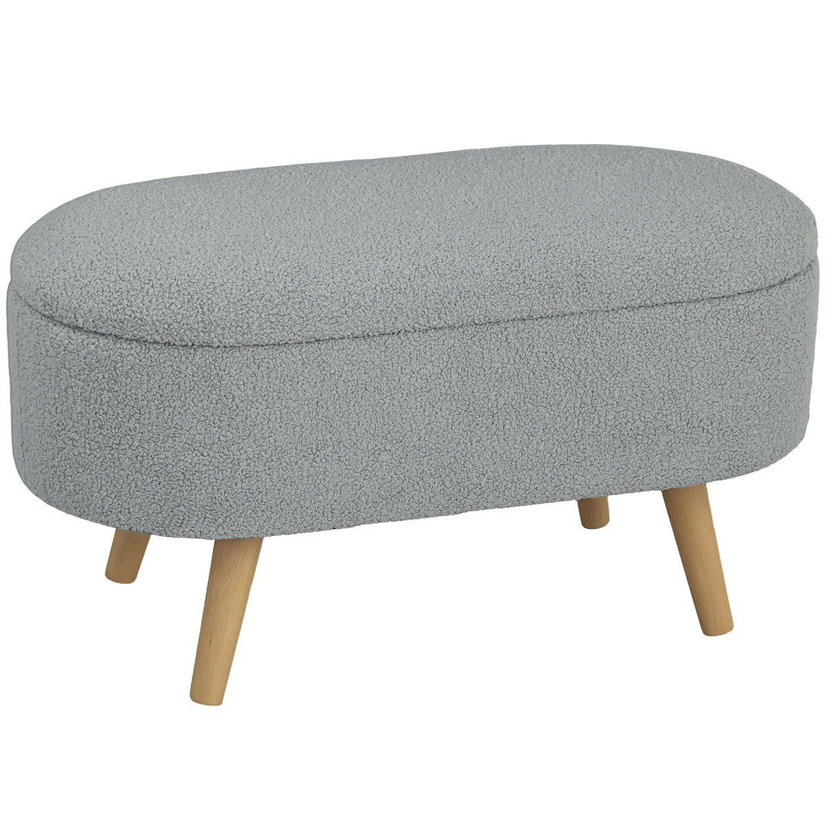82 cm 39L Teddy Fleece Storage Ottoman – Charcoal Grey