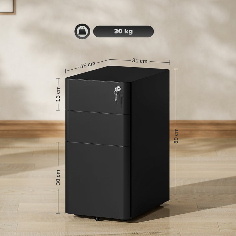 Handle-free steel filing cabinet – black – image 3