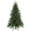 6ft full green Christmas tree pre-decorated with pine cones and red berries