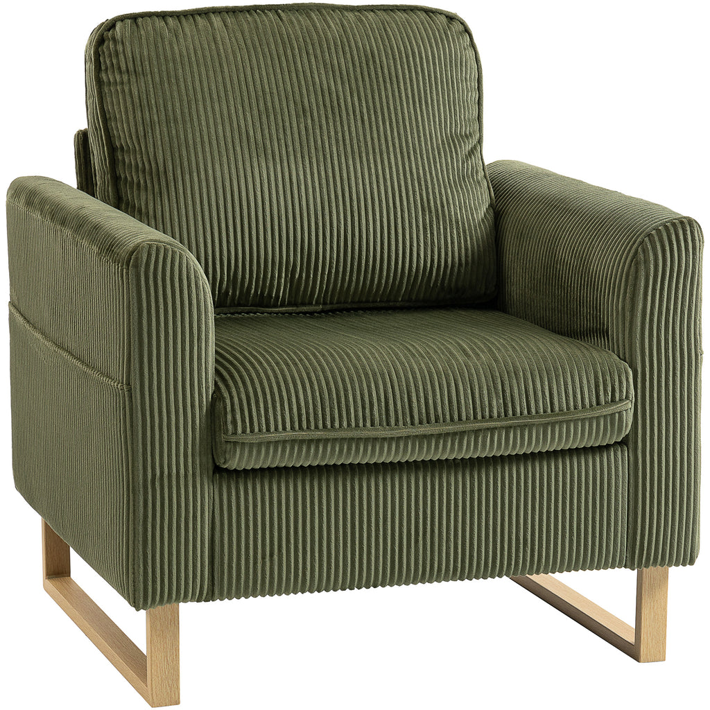Accent Chair with Spring, Modern Industrial Armchair with Metal Legs for Livingroom Dark Green