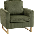 Accent Chair with Spring, Modern Industrial Armchair with Metal Legs for Livingroom Dark Green