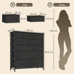 HOMCOM Chest of Drawers, Dresser with 10 Fabric Drawers, Tall Storage Unit with 4 Pockets and 2 Hooks Steel Frame, Black – view 3