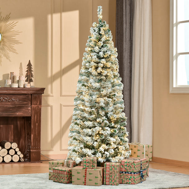 6ft pre-lit snow-flocked Christmas tree – image 2