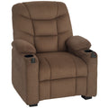 Electric Massage Recliner Armchair with Vibration, Heat, Whisper-Quiet Motor, Memory Function, Fleece Power Reclining Chair with Spring Pack, USB Port, Footrest, Side Pocket, Brown