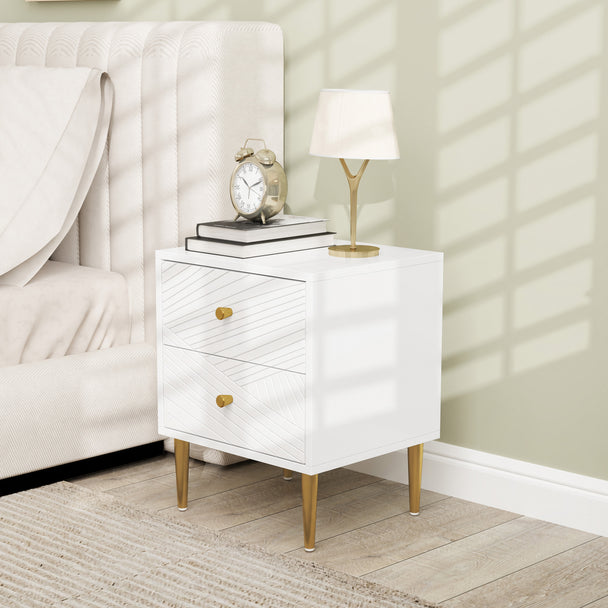 White & gold bedside table – image 2