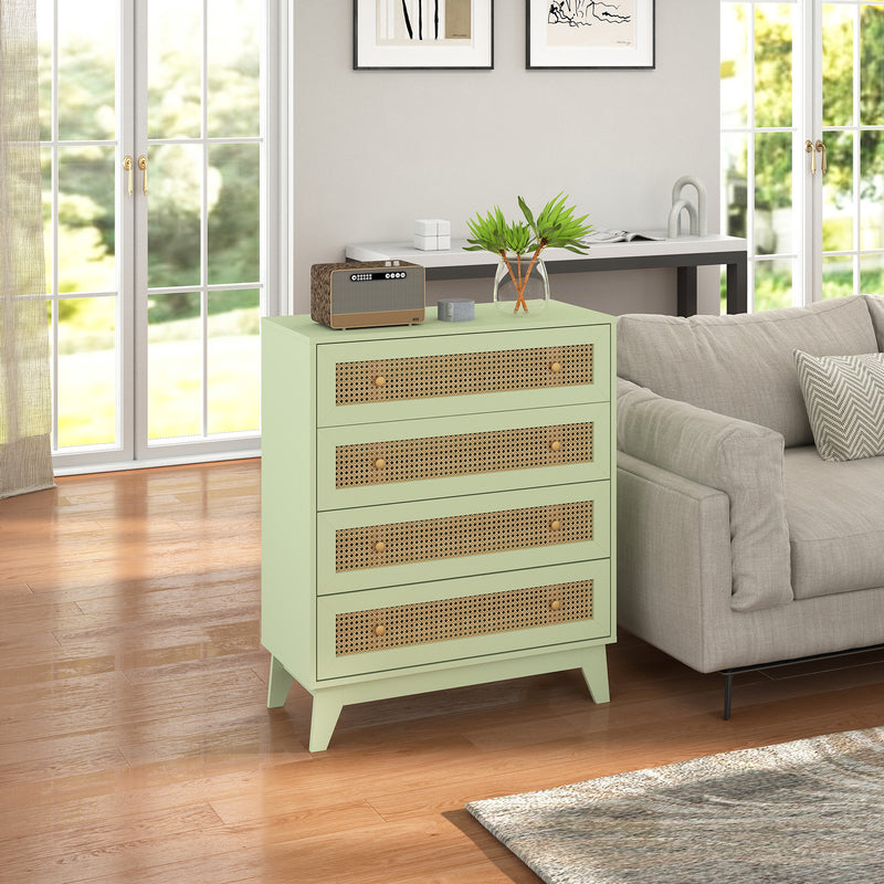 Green rattan 4-drawer chest – image 7