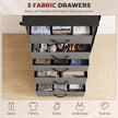 HOMCOM Chest of Drawers, Dresser with 5 Fabric Drawers, Tall Storage Unit with 4 Pockets and 2 Hooks Steel Frame – view 4
