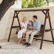 Outsunny 3 Seater Garden Swing Seat, Wooden Swing Chair Bench with Cushion, Side Trays and Metal Chains, for Outdoor – view 4