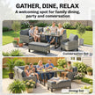 Outsunny 9 Seater Rattan Garden Furniture Corner Sofa Set, Outdoor Dining Set with Faux Wood Table, Ottoman, Cushions – view 4