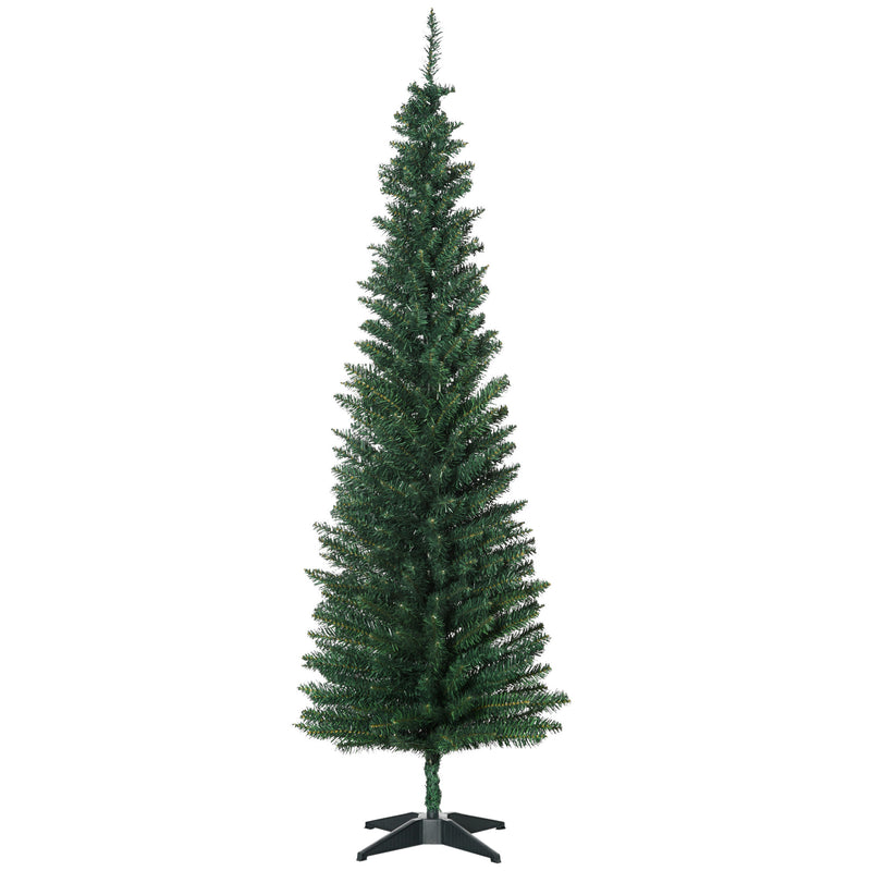 HOMCOM 6ft Unlit Artificial Christmas Tree, Pencil Slim Xmas Tree with Solid Stand and Realistic Branches, Green – view 10