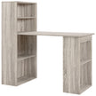 Grey wood-effect 120 cm computer desk with built-in bookshelves on both sides