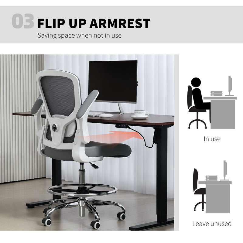 HOMCOM Draughtsman Chair, with Adjustable Lumbar - Charcoal Grey – view 6