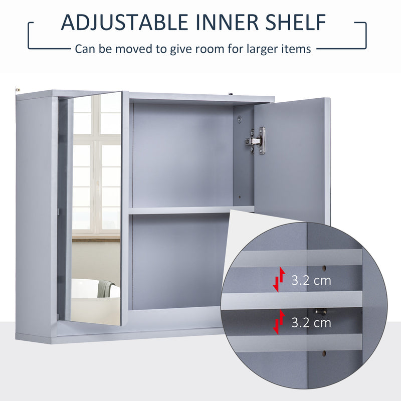 Grey double door mirror cabinet – image 4