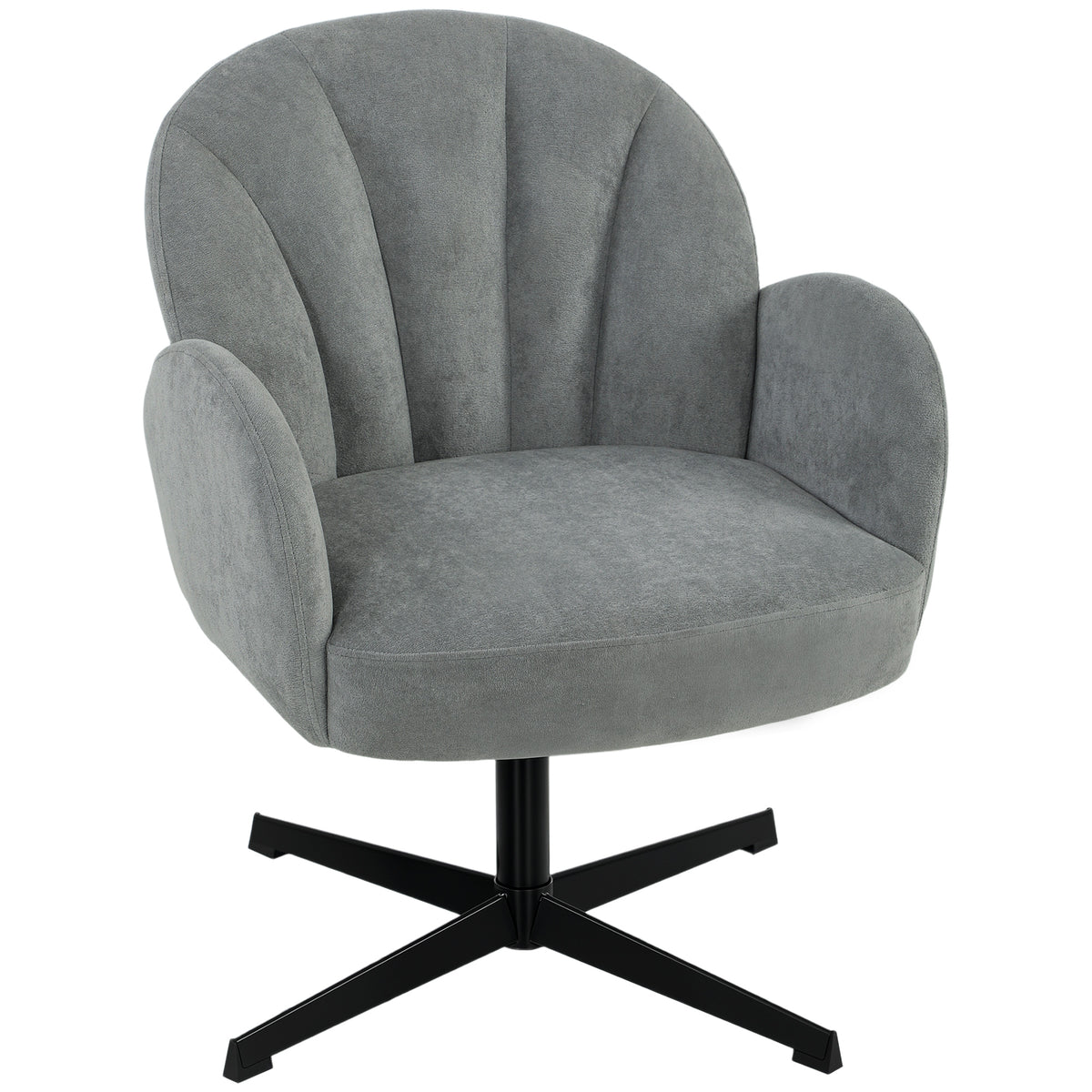 Velvet Shell Swivel Accent Chair – Grey