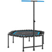 Blue 45-inch bungee rebounder trampoline with LED light strip and adjustable handlebar