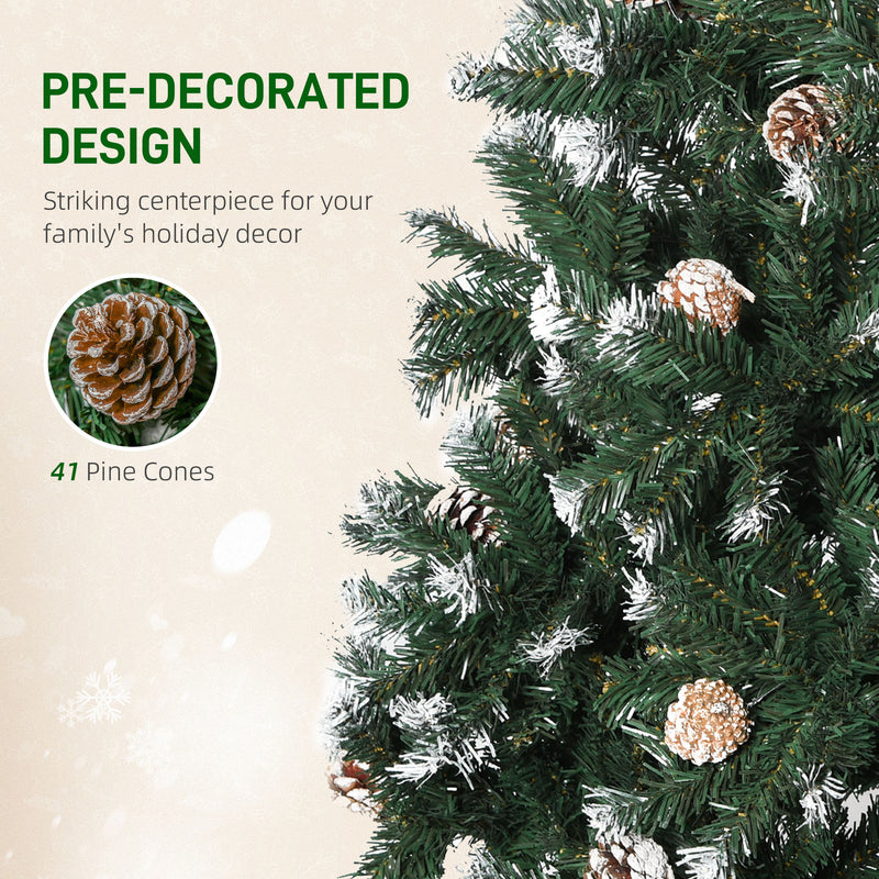 5ft snow-flecked tree with pine cones – image 6