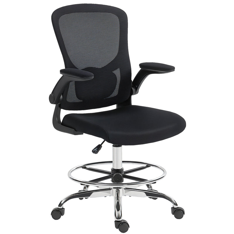 HOMCOM Draughtsman Chair, with Adjustable Lumbar - Black – view 10
