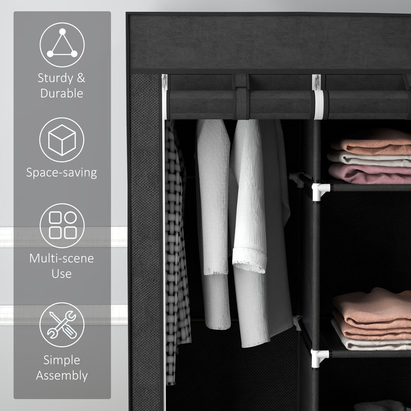 Black fabric wardrobe with drawers – image 6