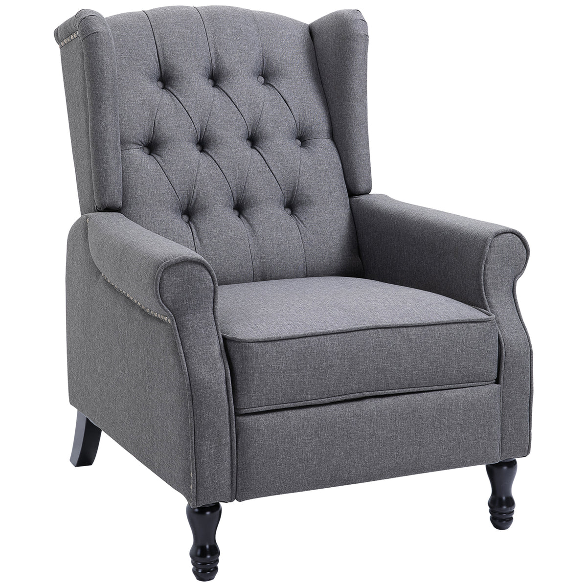 150° Vintage Recliner Armchair with Footrest – Grey
